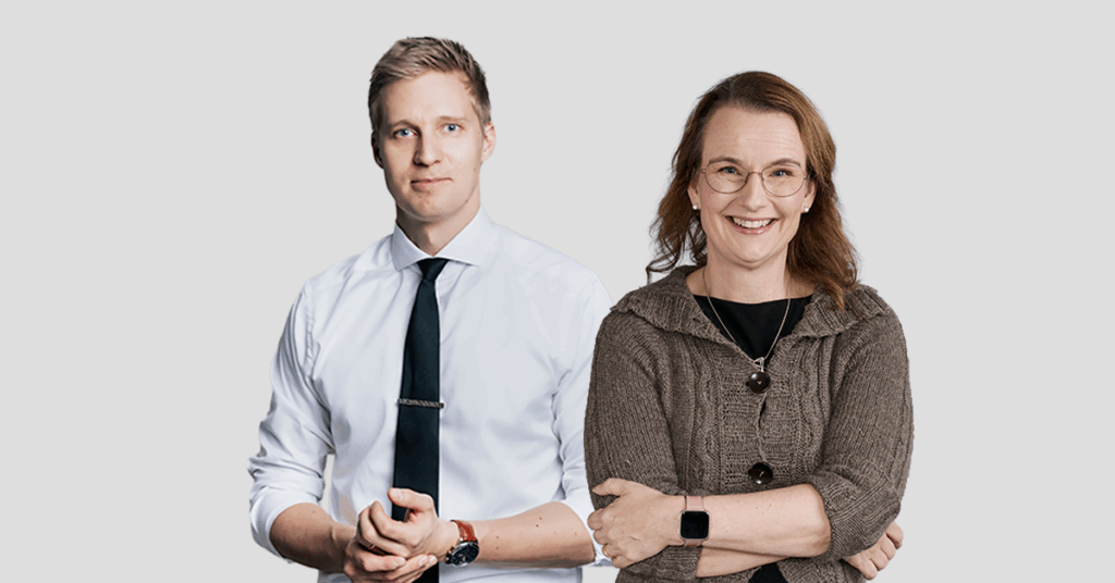 Suomalaisen Lääkäriseuran Duodecimin pääsihteeri Päivi Metsäniemi ja Kuura Health Oy:n toimitusjohtaja Jani Tikkanen yhteispotretissa.