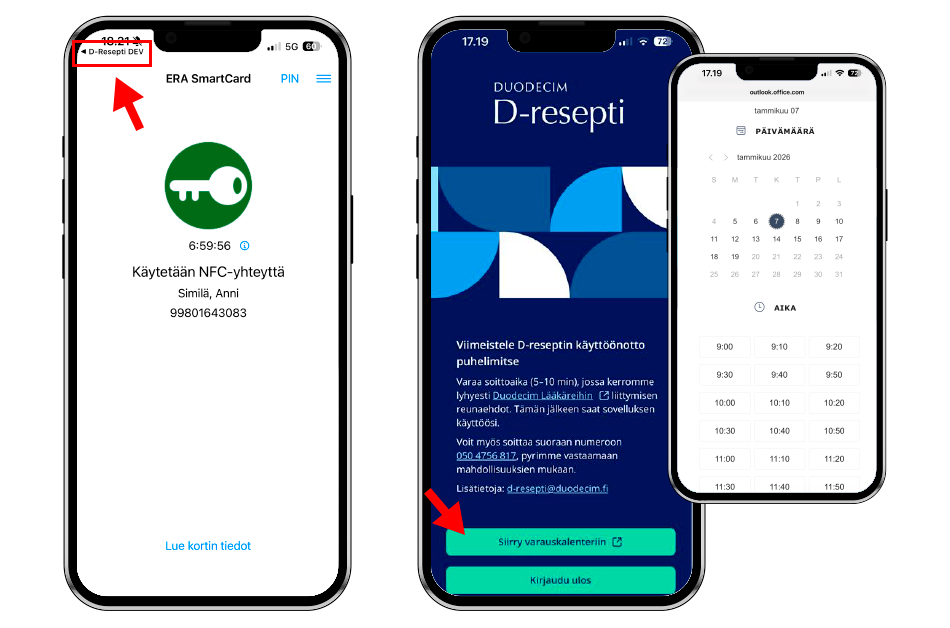 Siirry takaisin selaimeen www.d-resepti.fi ja täytä tiedot. Varaa aika tai soita numeroon.